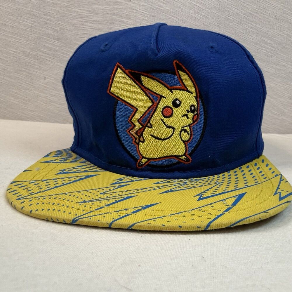 Pokemon Pikachu Youth Lightning Brim Anime Snapback Blue Yellow Cap Hat 2016